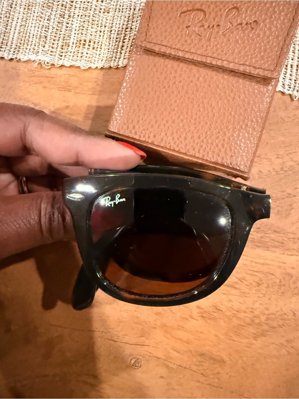 Ray-Ban Foldable Tortoise Frame, Brown Lens Sunglasses - Picture 5 of 6